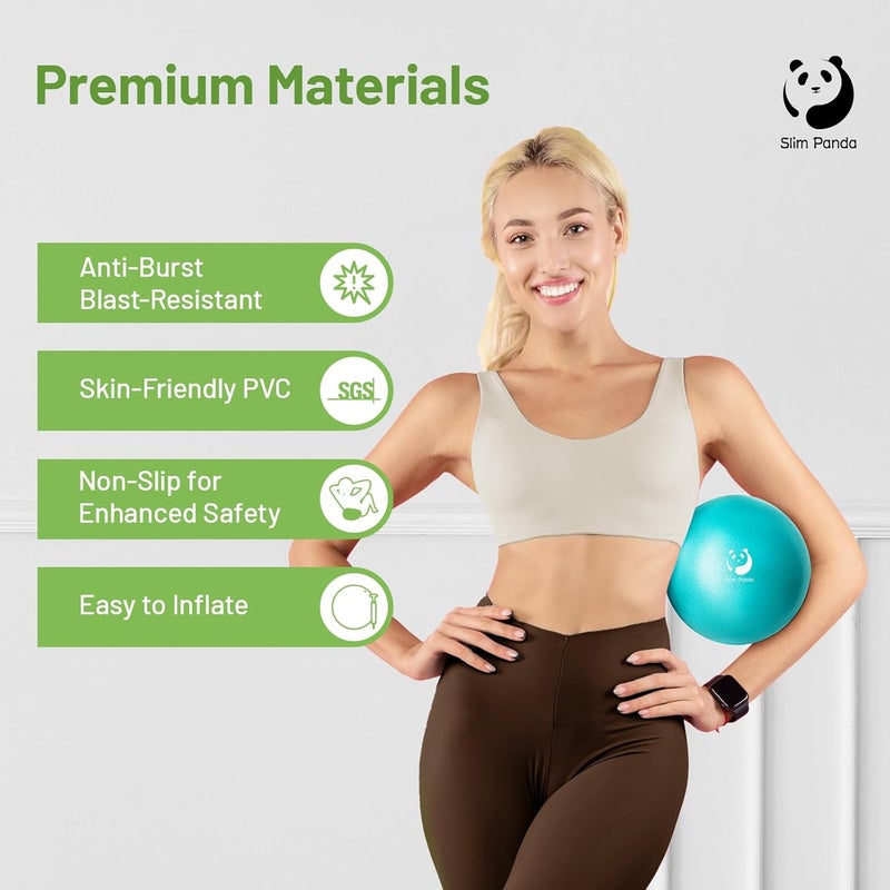 Slim Panda Pilates Ball, 9 Inch Small Exercise Ball, Anti Burst Mini Yoga Ball for Stability, Workout, Barre, Core Strength, Physical Therapy, Balance, Stretching - Image 5